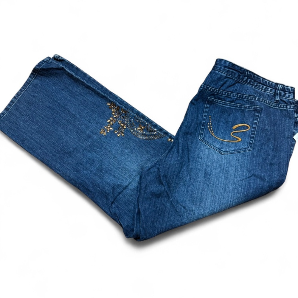 Liz Claiborne Blue Jeans with Gold Detailing